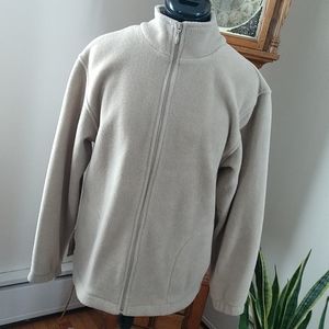 Pacer Zip Front Tan Fleece Jacket, Side Pockets M